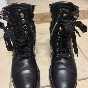 Christian Louboutin Black Leather Combat Boots